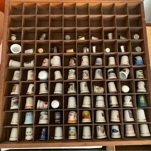 Vintage Sewing Thimble LOT OF 78 Ceramic Porcelain Plastic Advert Places Things